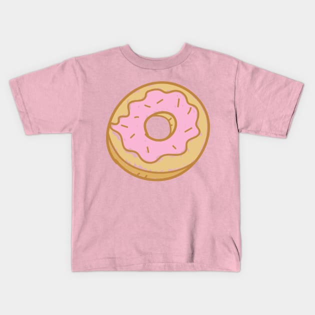 Cute Pink Donut Drawing Kids Kids T-Shirt by InkyArt